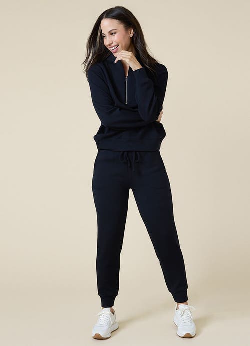 Softies Athleisure Dreamtech 1/4 Zip Jogger Set In Black