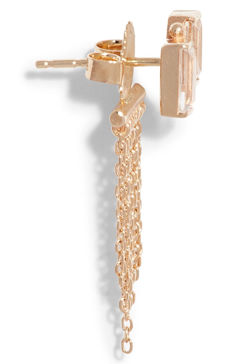 Anzie Deux Carré Topaz Fringe Drop Earrings, Alternate, color, Silver/ Clear Topaz