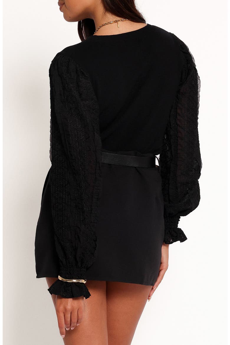 Misah Mixed Media Top, Alternate, color, BLACK