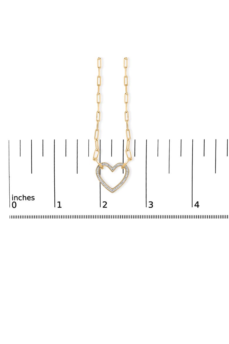 Gold Vermeil 1/10 Cttw Diamond Paperclip Chain Heart Pendant Necklace, Alternate, color, Silver