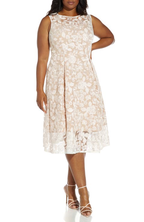 Embroidered Fit & Flare Dress (Plus Size)