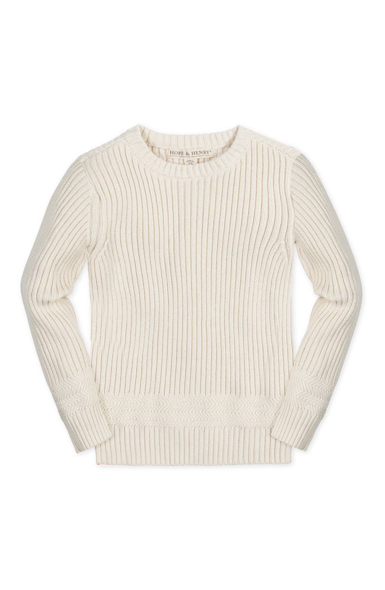 Hope & Henry Boys' Organic Herringbone Detail Crew Neck Sweater, Kids, Main, color, 