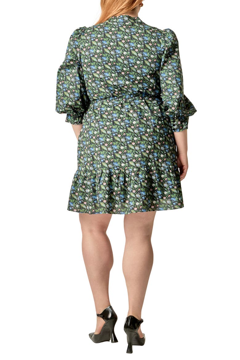 Floral Print Pintuck Smock Minidress, Alternate, color, BLACK MULTI