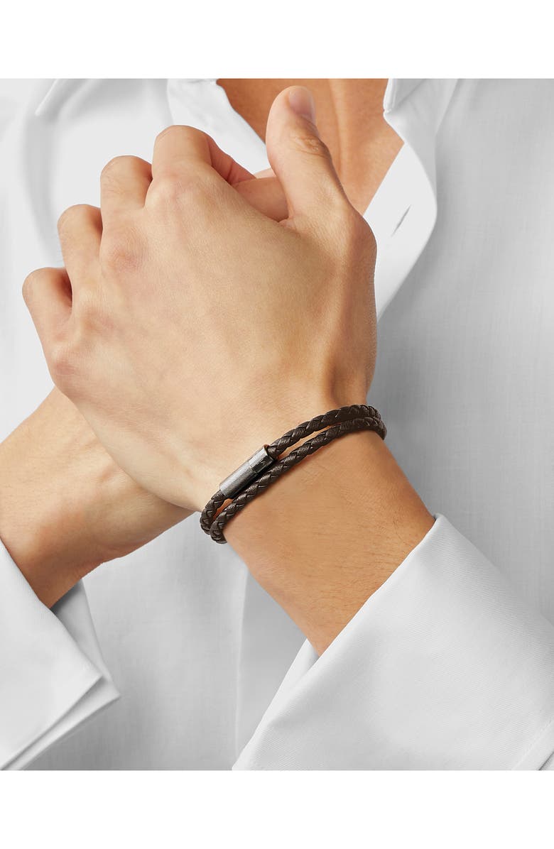 Tateossian Men's Rigato Braided Leather Double Wrap Bracelet, Alternate, color,