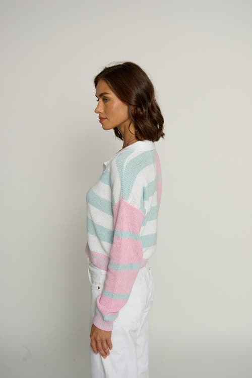 Central Park West Color Block Cropped Stripe Polo