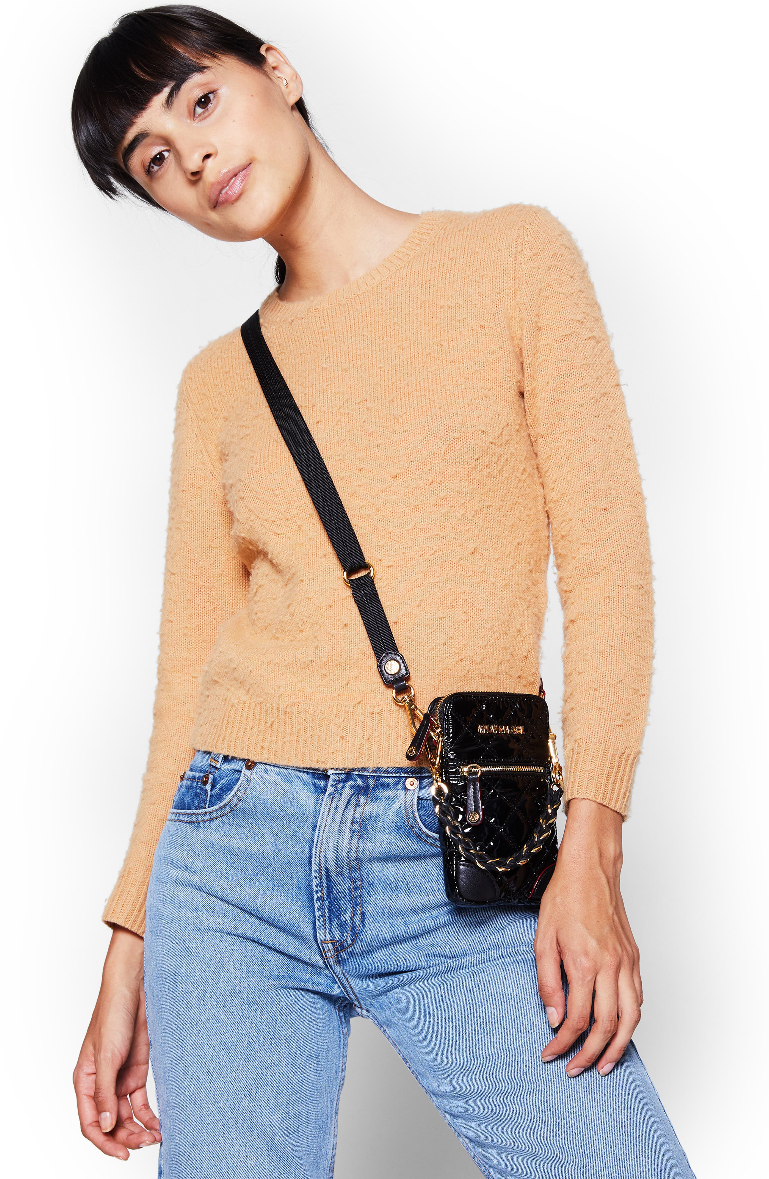 Micro Crosby Crossbody Bag, Alternate, color, BLACK LACQUER