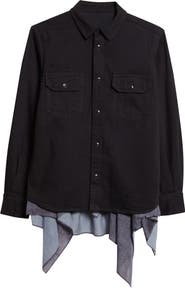 Sacai Mixed Media Handkerchief Hem Shirt