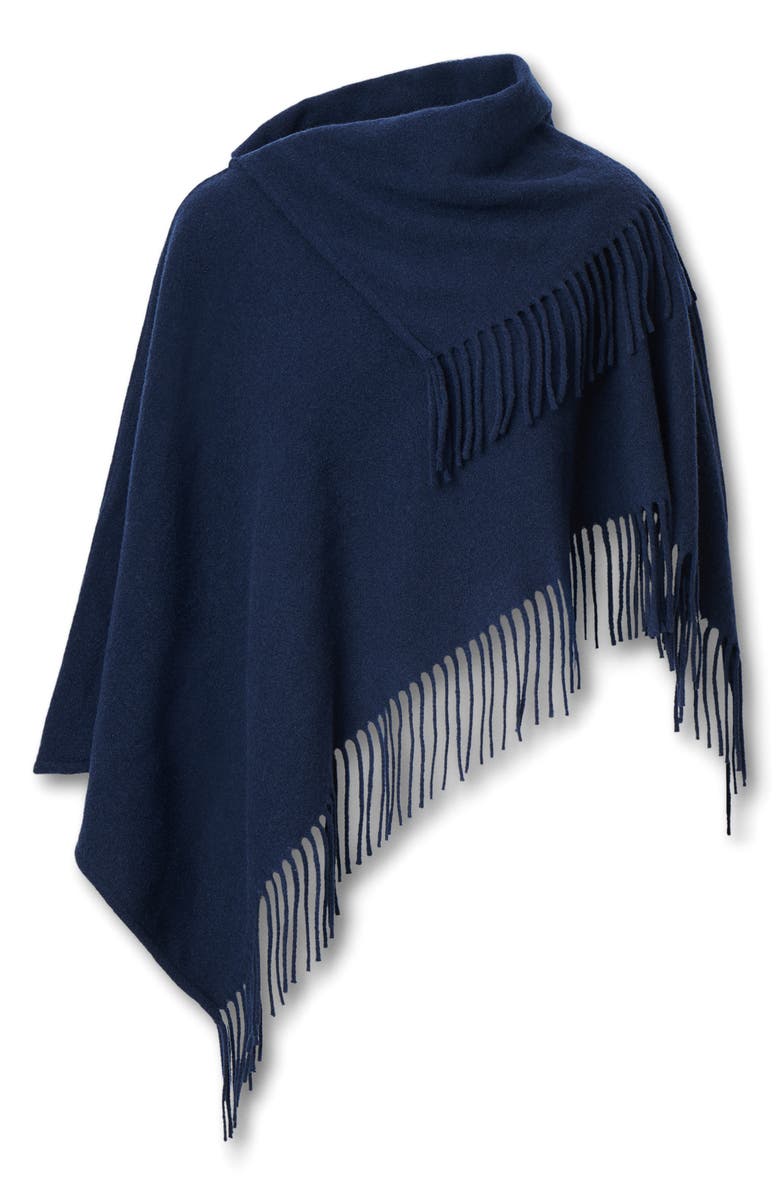 rag & bone Darcey Cowl Neck Wool Poncho, Alternate, color, Navy