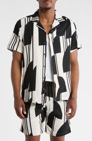 T.R. PREMIUM Abstract Print Camp Shirt