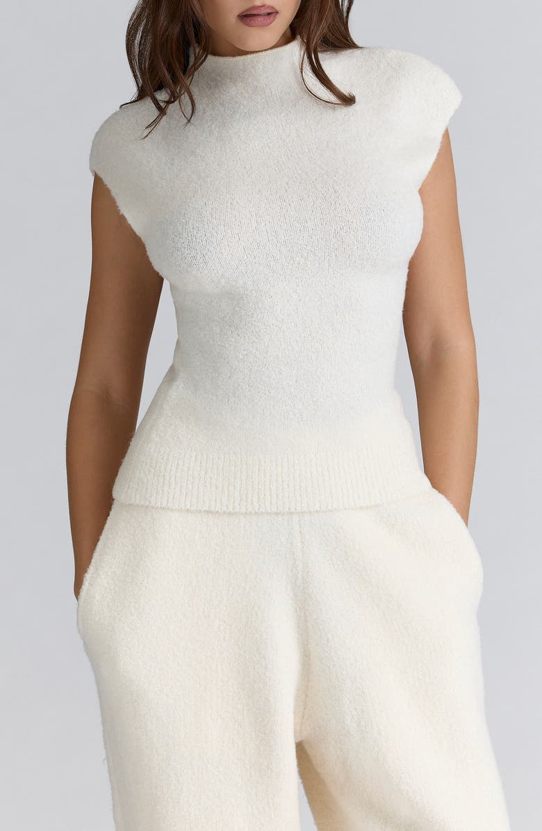 HOUSE OF CB Caia Fluffy Knit Top, Main, color, Ivory