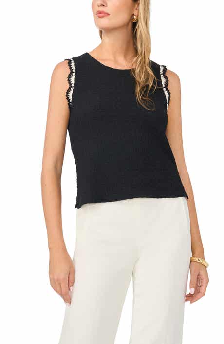 Scallop Tweed Sleeveless Top
