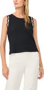 Vince Camuto Scallop Tweed Sleeveless Top