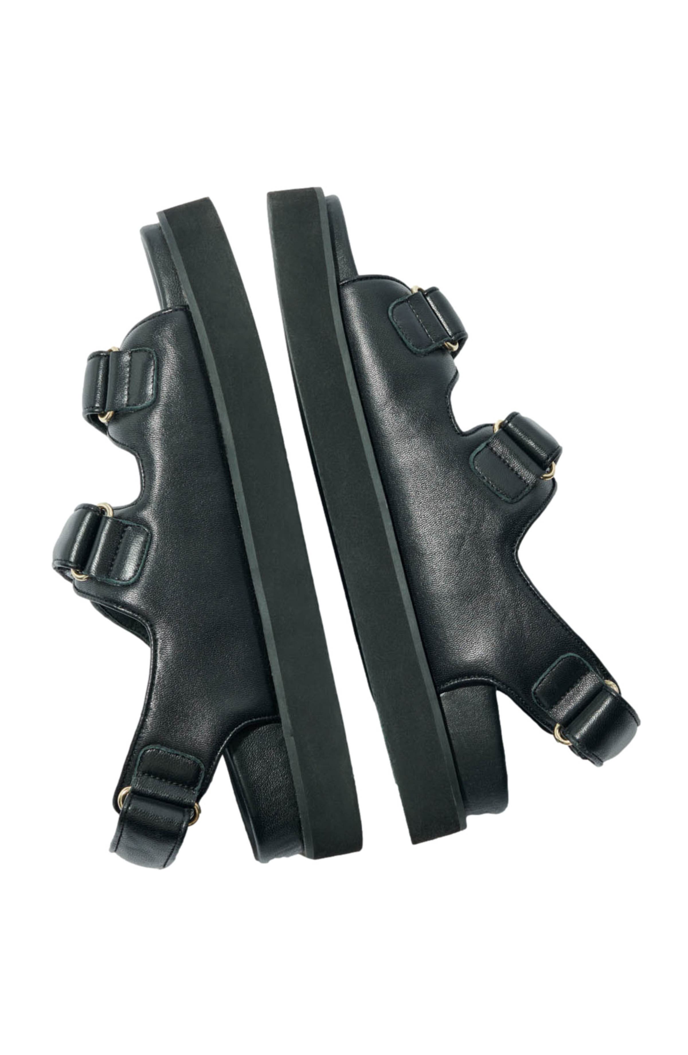 maje Flat leather sandals, Alternate, color, 