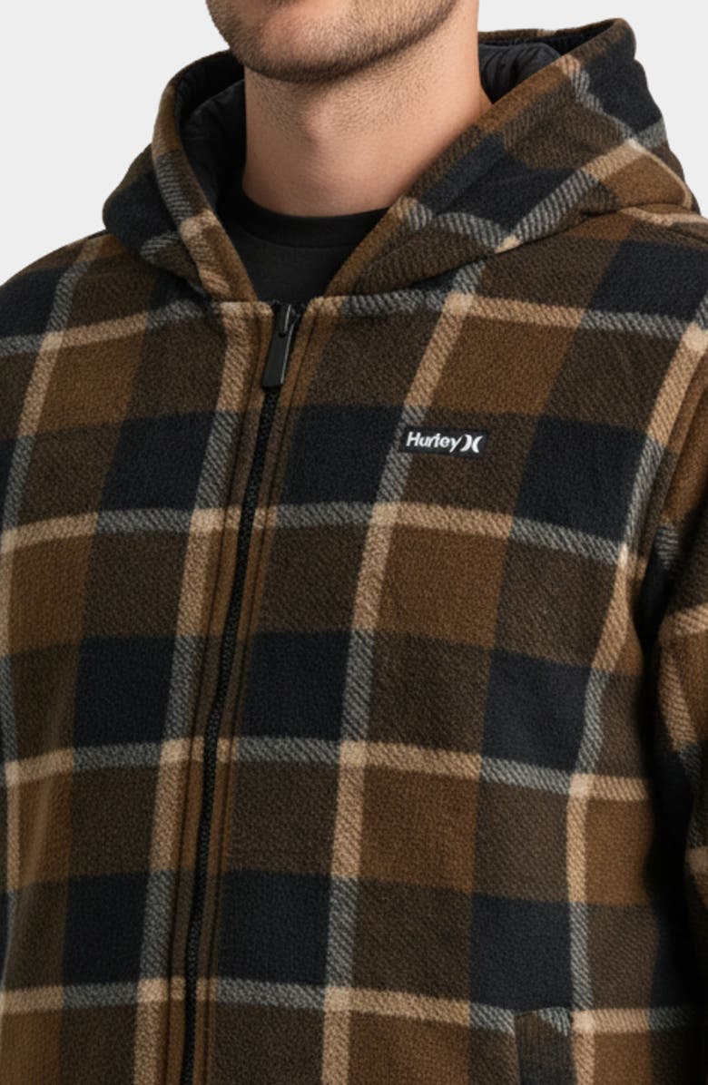 Hurley Kersta Plaid Reversible Hooded Jacket, Alternate, color, Black