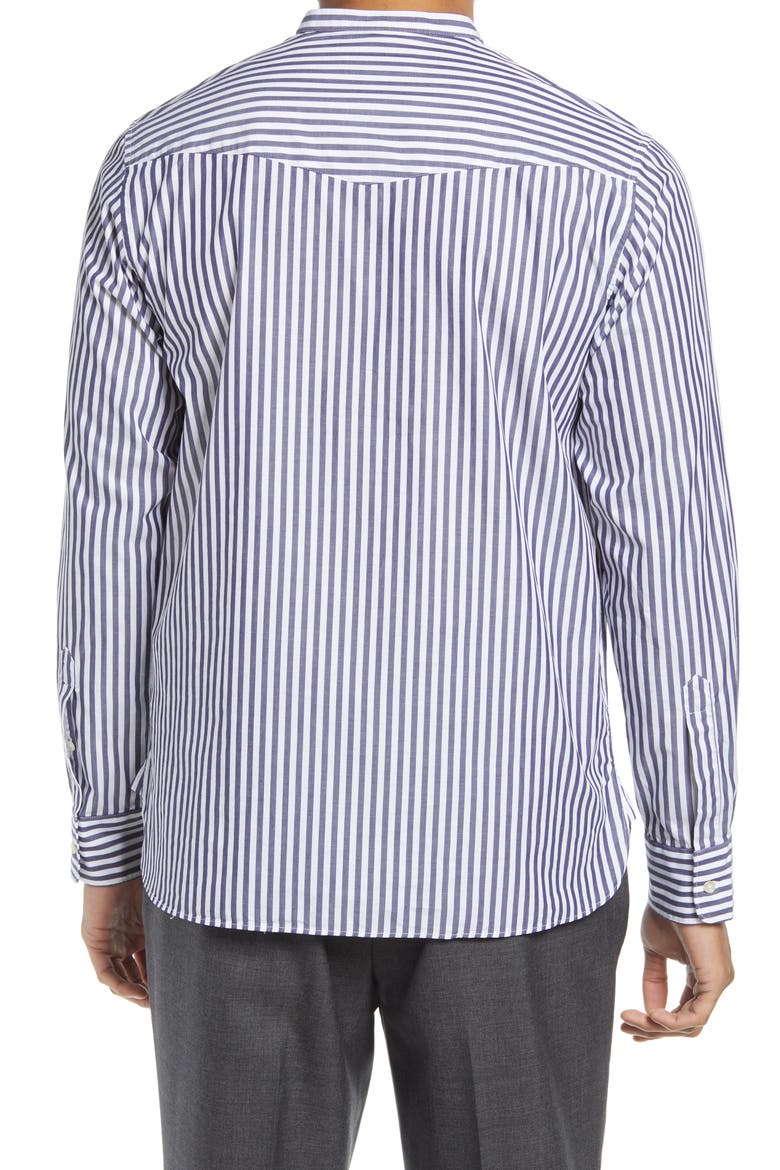 Men's Alfred Slim Fit Stripe Popover Shirt, Alternate, color, NAVY/ WHITE