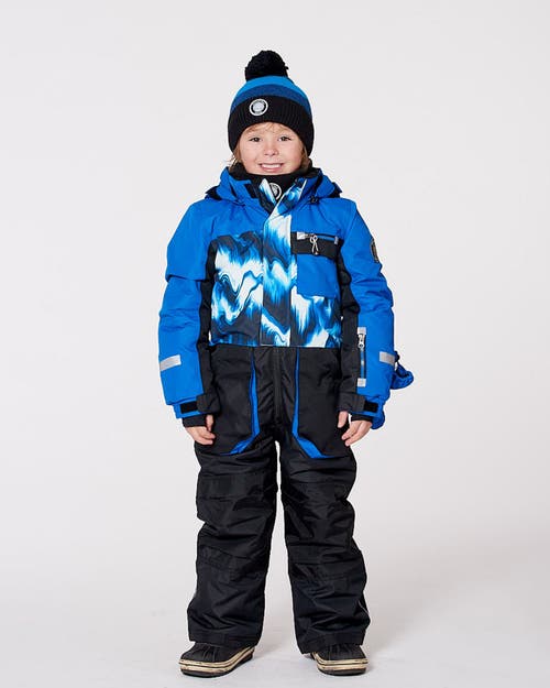 Deux Par Deux One-piece Play Snowsuit With And Colorblocking In Blue
