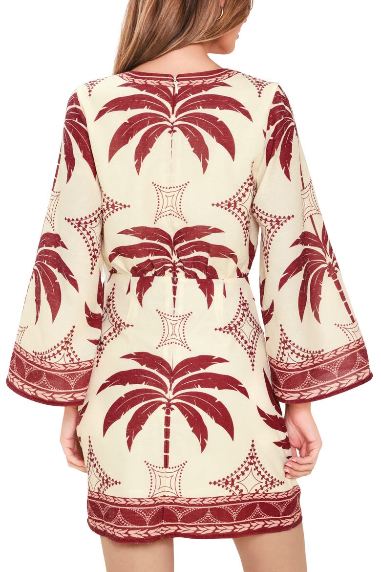 Palm Print Minidress, Alternate, color, MAROON