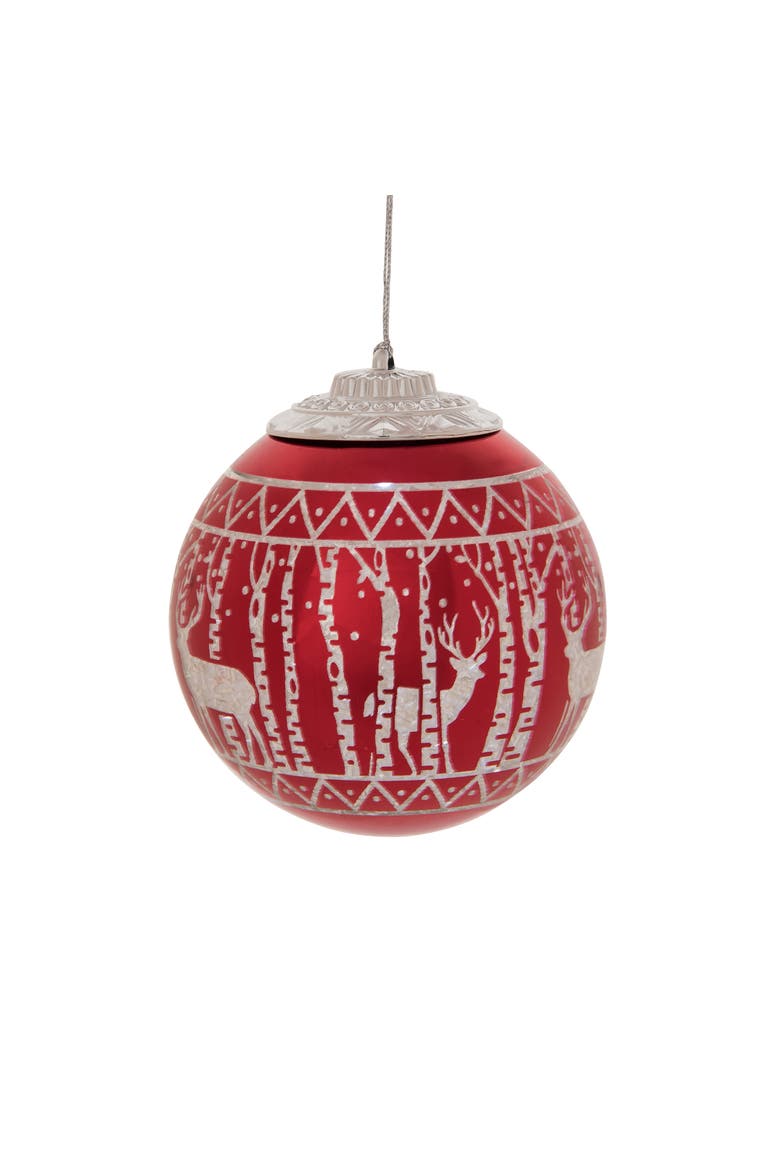 Scandi Deer In Woods LED Ornament, Main, color, White
