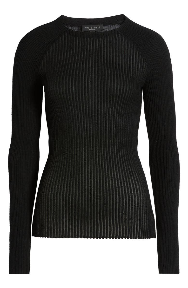 rag & bone Dorit Rib Merino Wool Blend Sweater, Alternate, color, Black