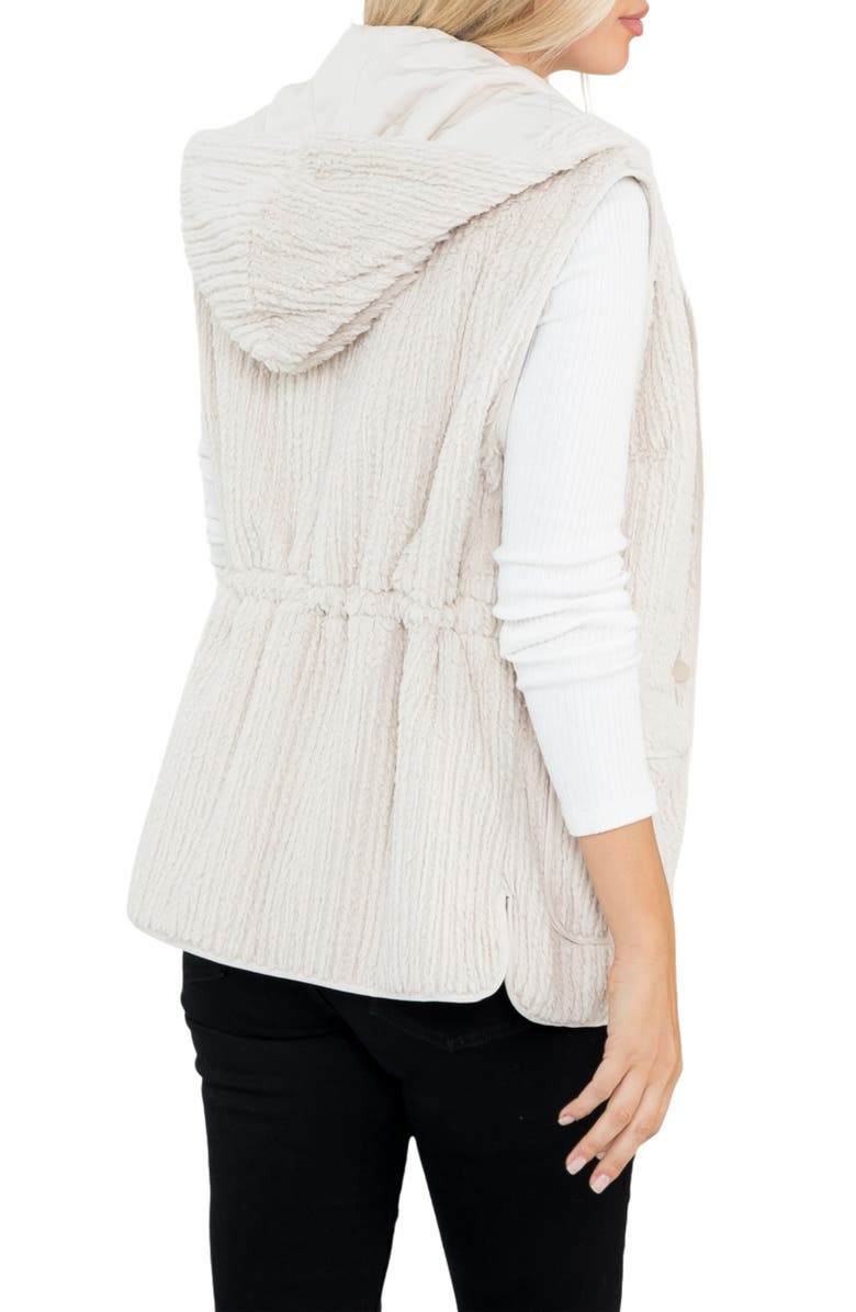 Stoosh Textured Fleece Hooded Vest, Alternate, color, Light Tan