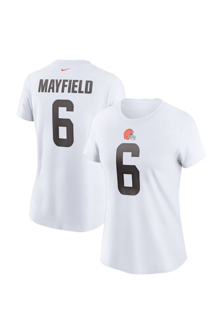 Women's Nike Baker Mayfield White Cleveland Browns Name & Number T-Shirt, Main, color, White