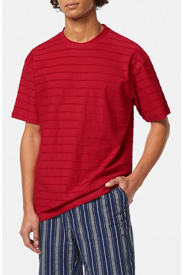 Relaxed Fit Striped Cotton T-Shirt, Main, color, ROADSIDE RED