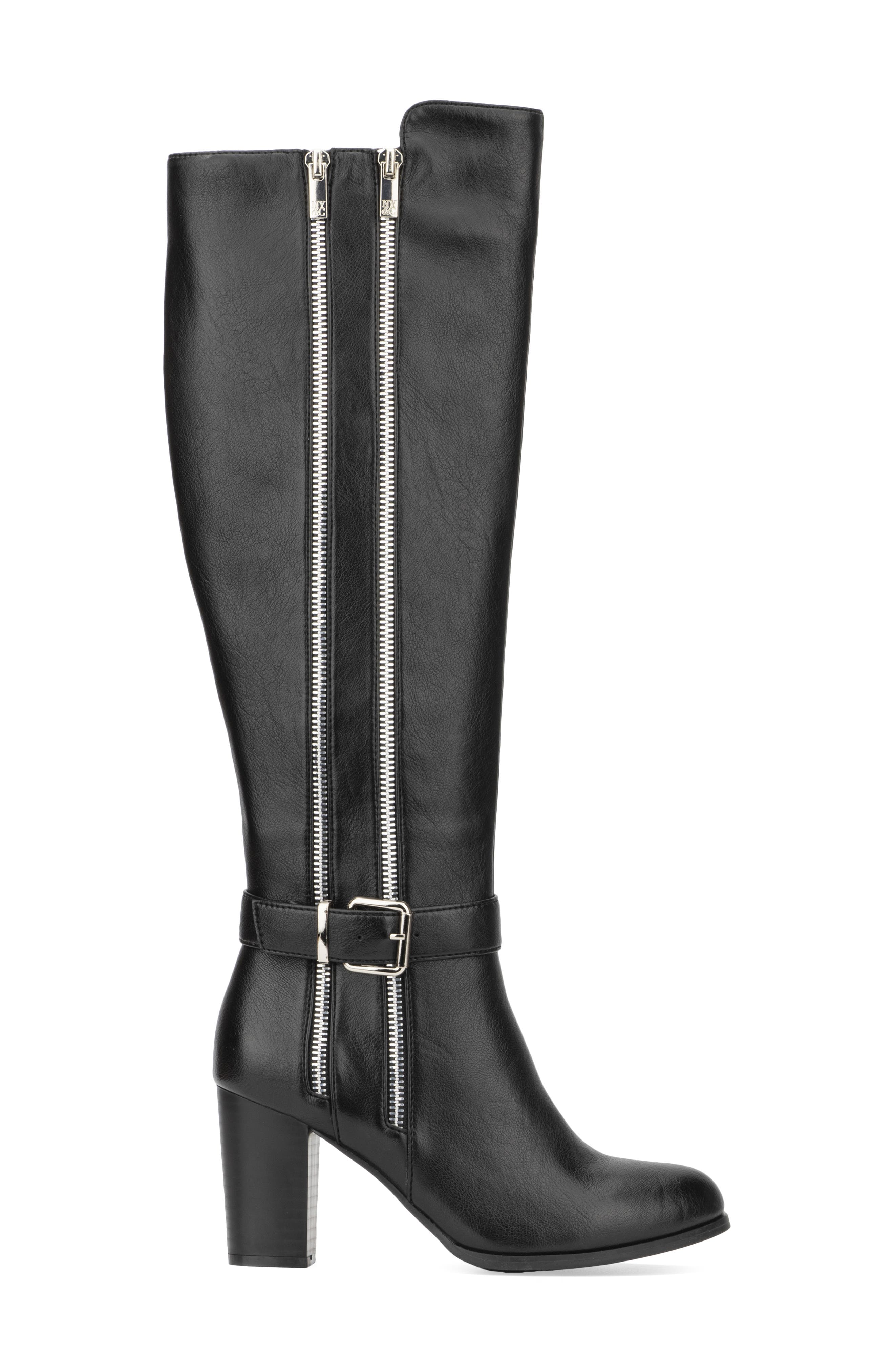 NEW YORK AND COMPANY Andrina Faux Leather Zip Tall Boot, Alternate, color, Black