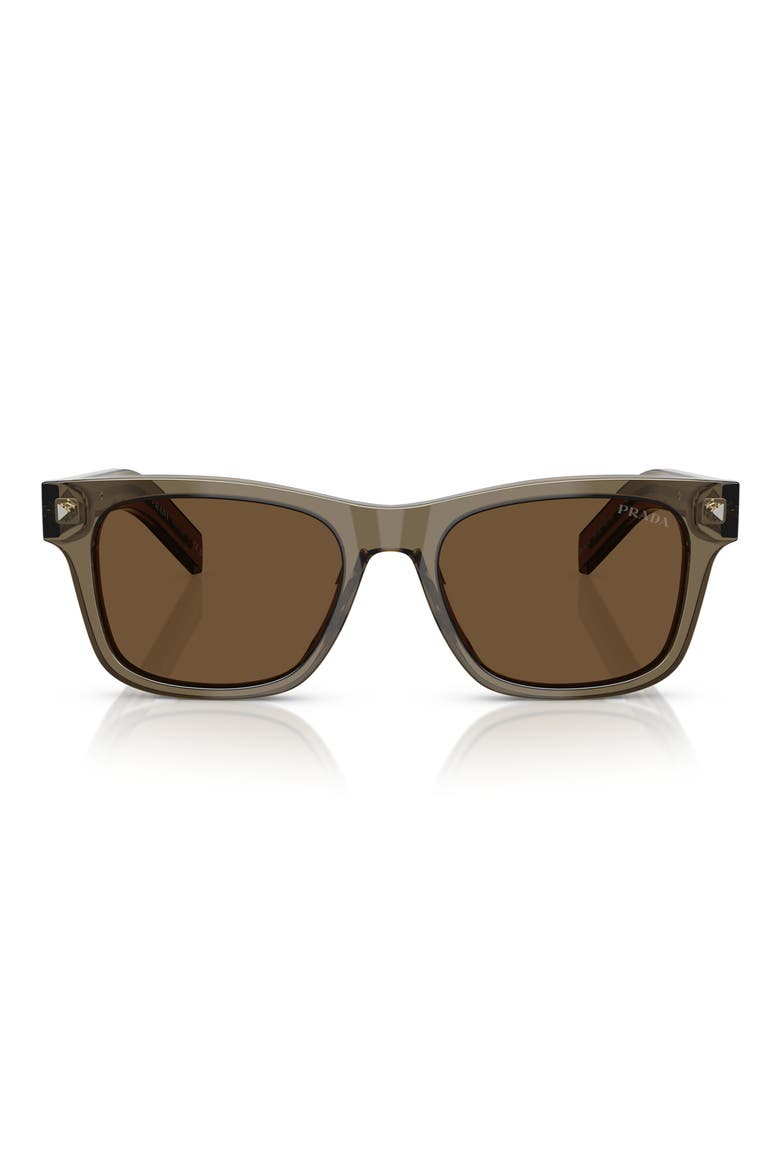 55mm Rectangular Sunglasses, Main, color, TRANSPARENT TERRA / DARK BROWN