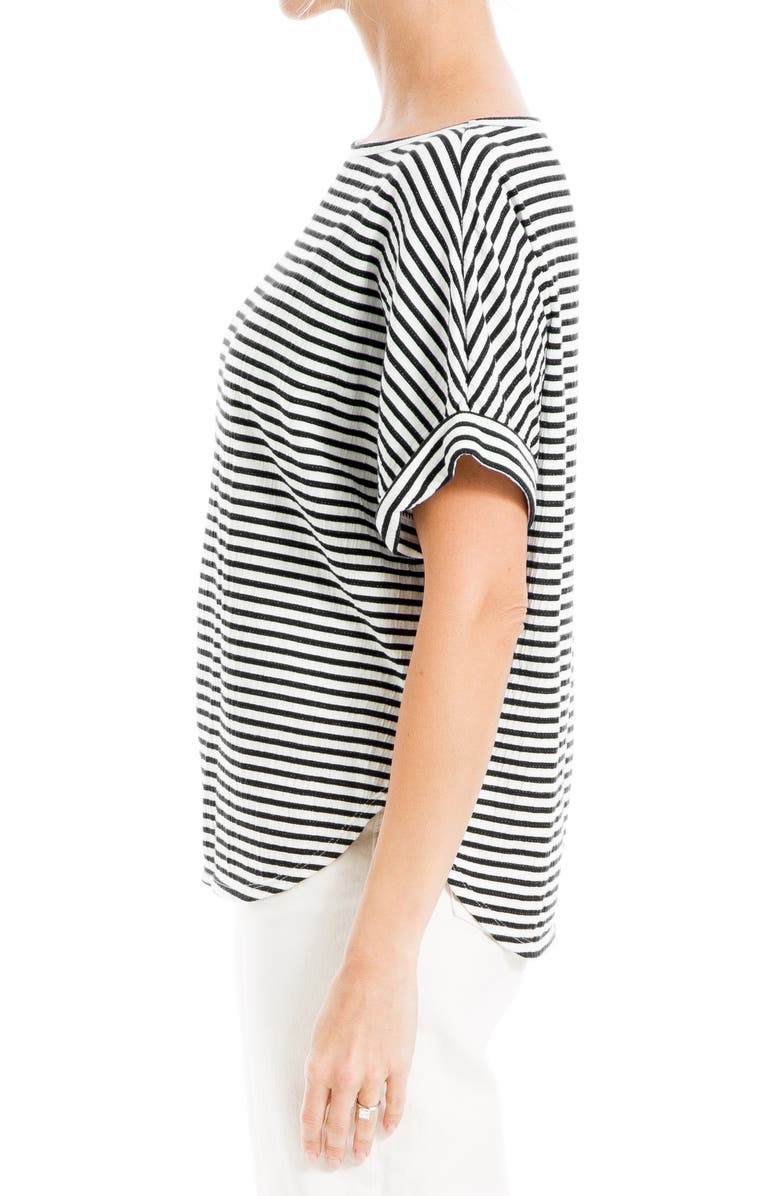 MAX STUDIO Stripe Crinkle Cuff Curve Hem Top, Alternate, color, 