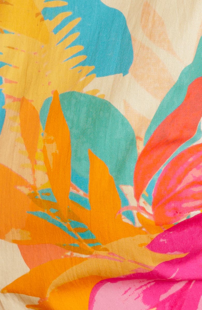 FLYING TOMATO Floral Short Sleeve Maxi Shirtdress, Alternate, color, Ivory Pink