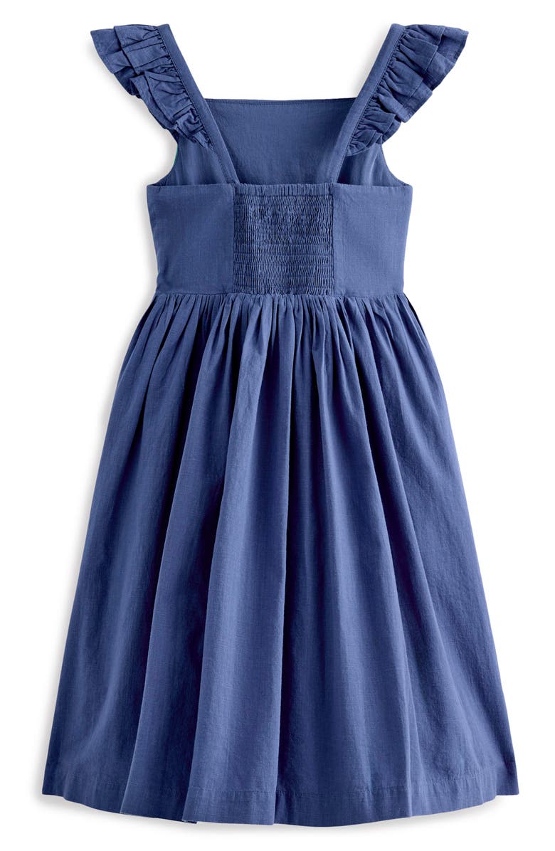 Mini Boden Kids' Annalisa Twirly Embroidered Dress, Alternate, color, Denim Blue Embroidery