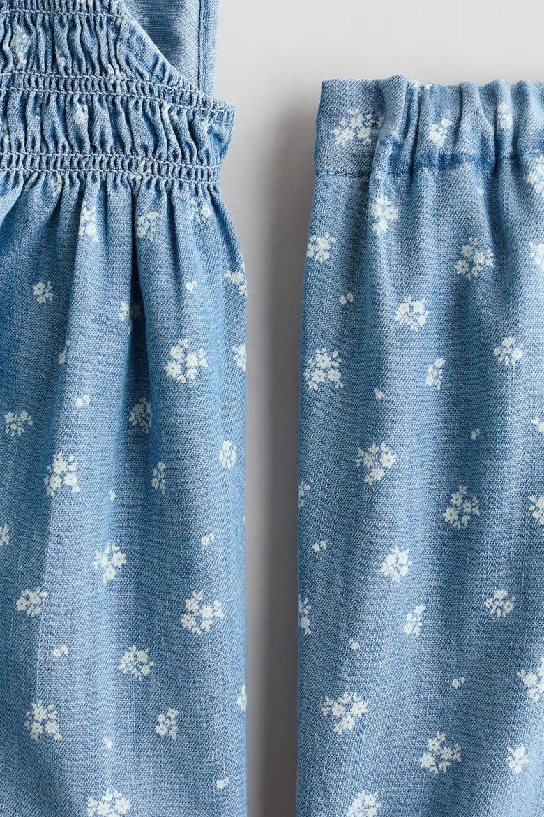 2-piece Printed Denim Set, Alternate, color, Light denim blue/floral