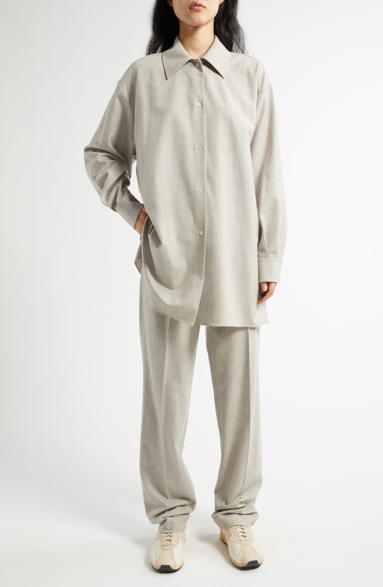 The Row Komako Wool & Cashmere Brushed Flannel Button-Up Shirt, Alternate, color,
