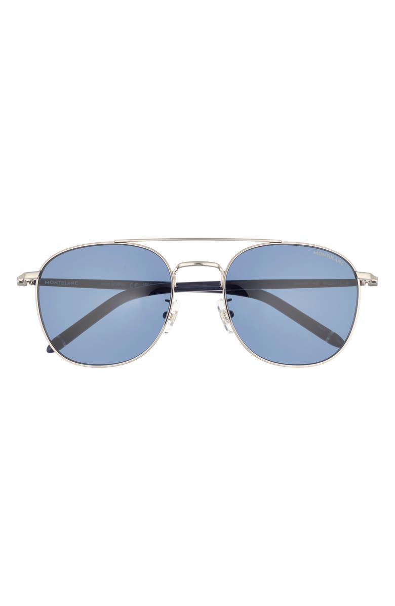 Montblanc 56mm Aviator Sunglasses, Main, color, Silver Blue Blue