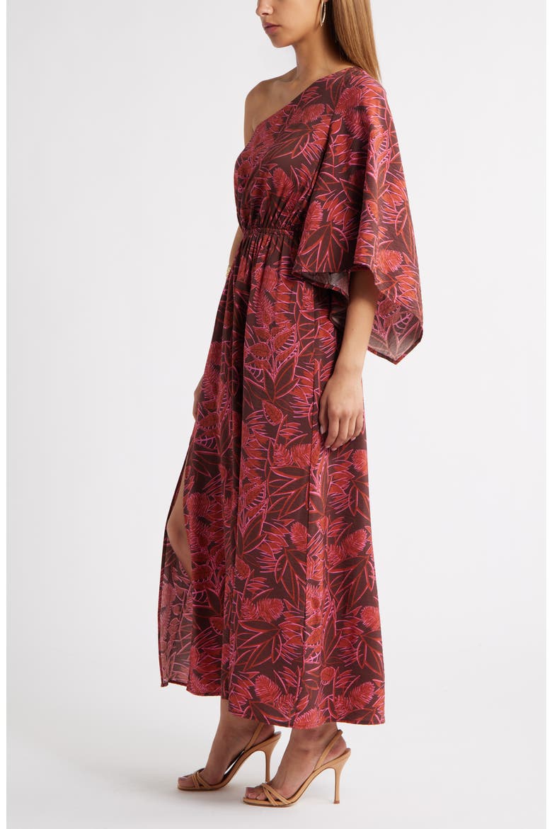 Floral One-Shoulder Maxi Dress, Alternate, color, RUST PINK AUBRI ABSTRACT