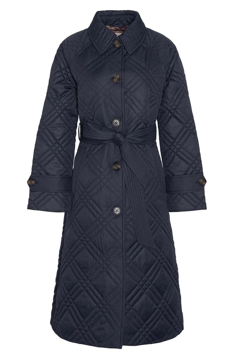 Barbour Mariah Quilted Trench Coat, Alternate, color, Black/ Muted Cabernet Tartan