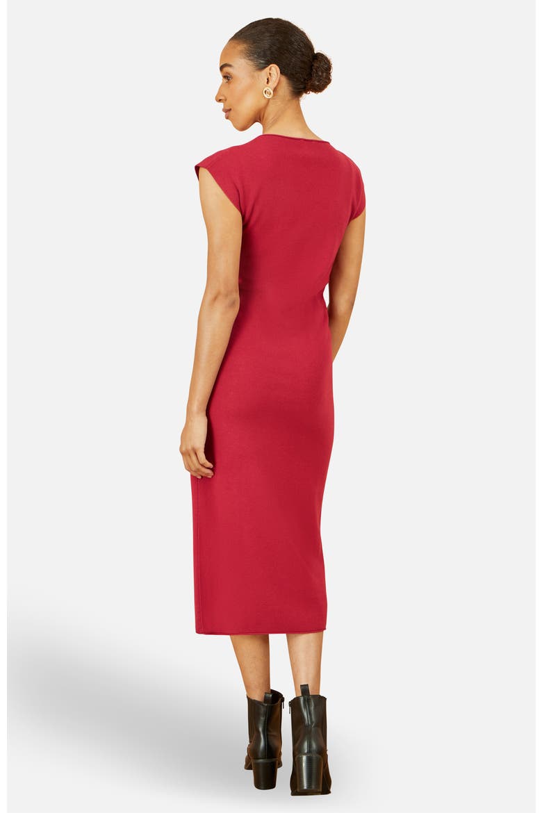 Knitted Ruched Midi Dress, Alternate, color, Burgundy
