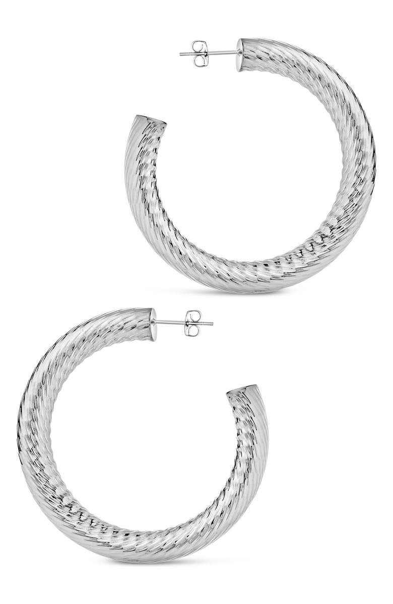 Sterling Forever Amina Hoop Earrings, Alternate, color, Silver