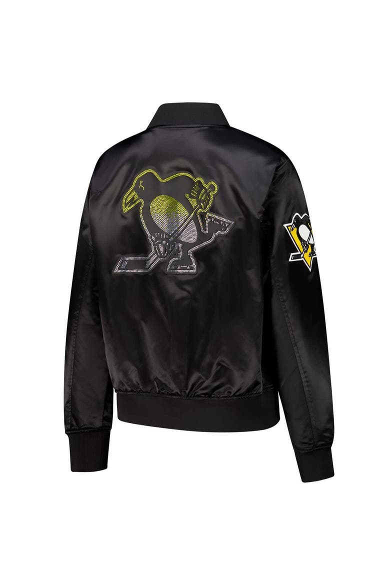 Women's Pro Standard  Black Pittsburgh Penguins Rhinestone Jewels Satin Full-Snap Jacket, Alternate, color, Black