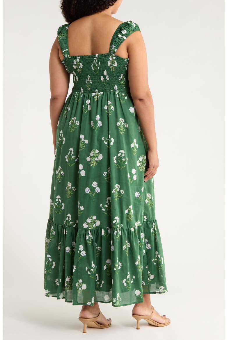 Kestrel Floral Smocked Cotton Maxi Sundress, Alternate, color, CREAM-GREEN