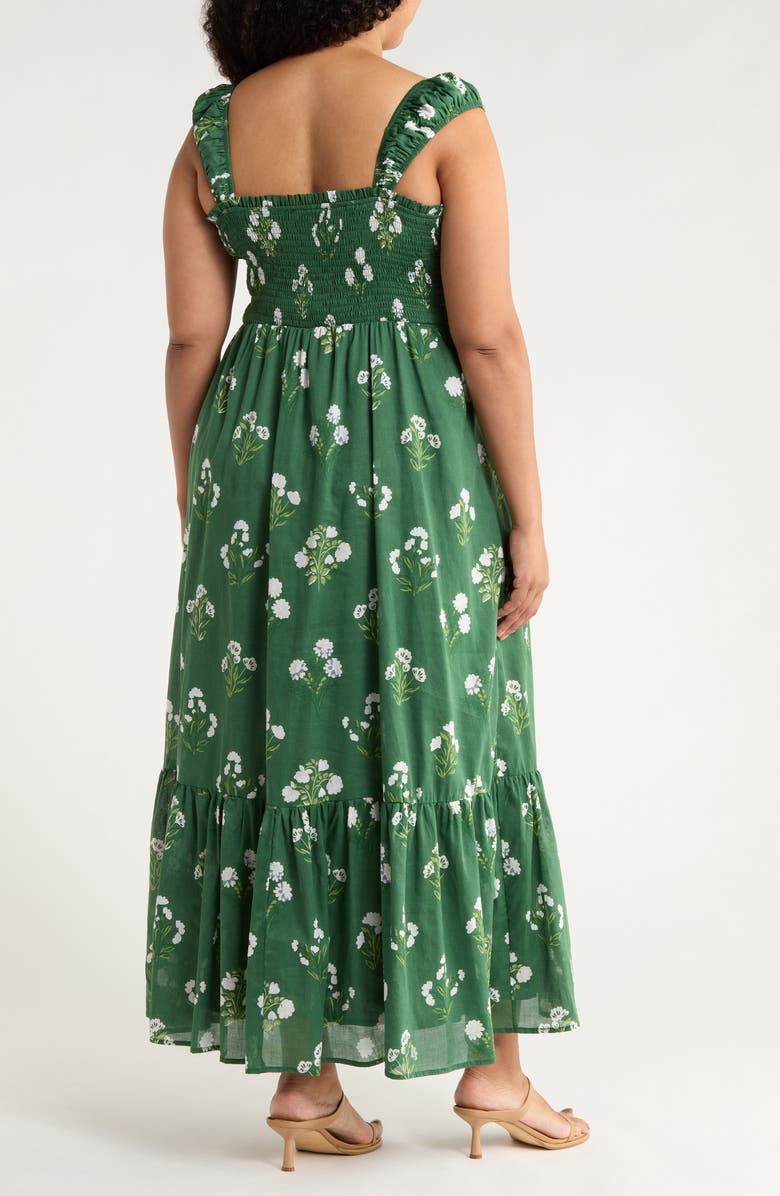 SUGARLIPS Kestrel Floral Smocked Cotton Maxi Sundress, Alternate, color, Cream-Green