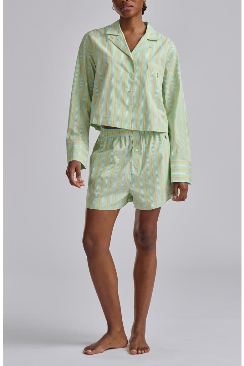 Crop Cotton Poplin Short Pajamas, Main, color, SUNDAY STRIPE