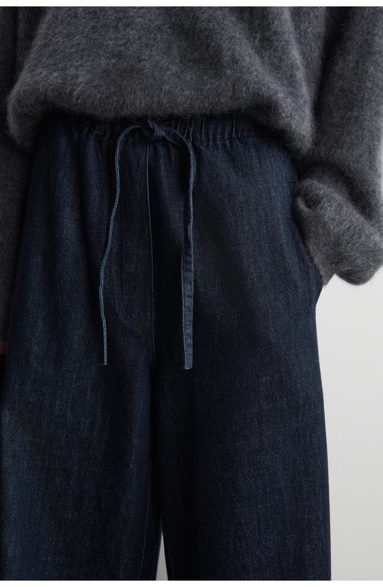 COS Cropped Denim Wide-Leg Pants, Alternate, color, Dark Blue