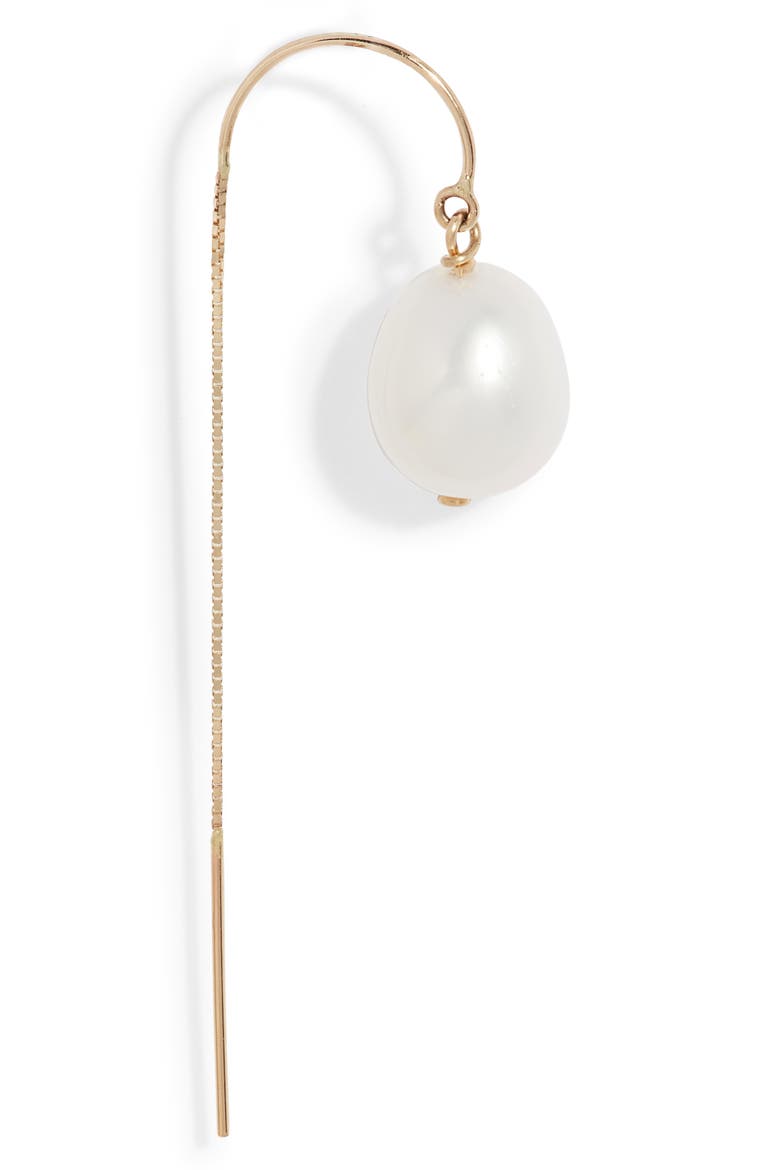 Baroque Pearl Threader Earrings, Alternate, color, 14KYG