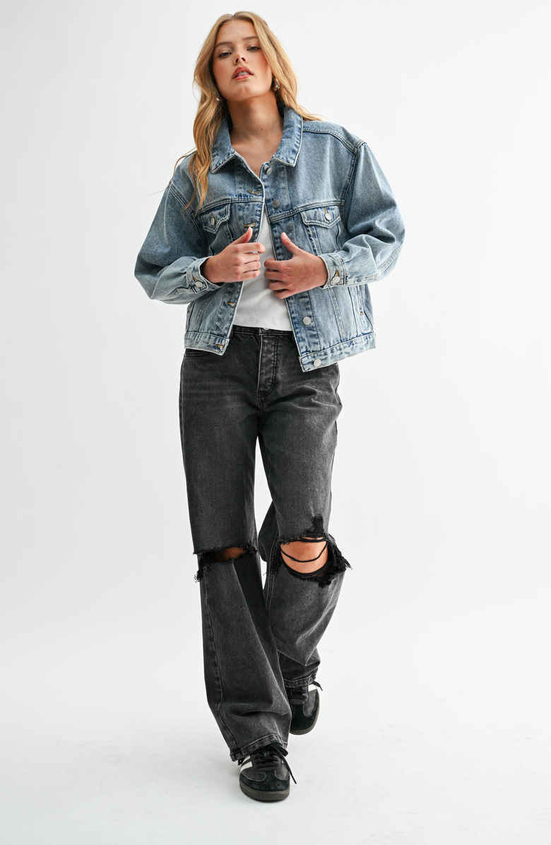 Jemina Denim The Aura Cropped Denim Jacket, Alternate, color, Medium Blue