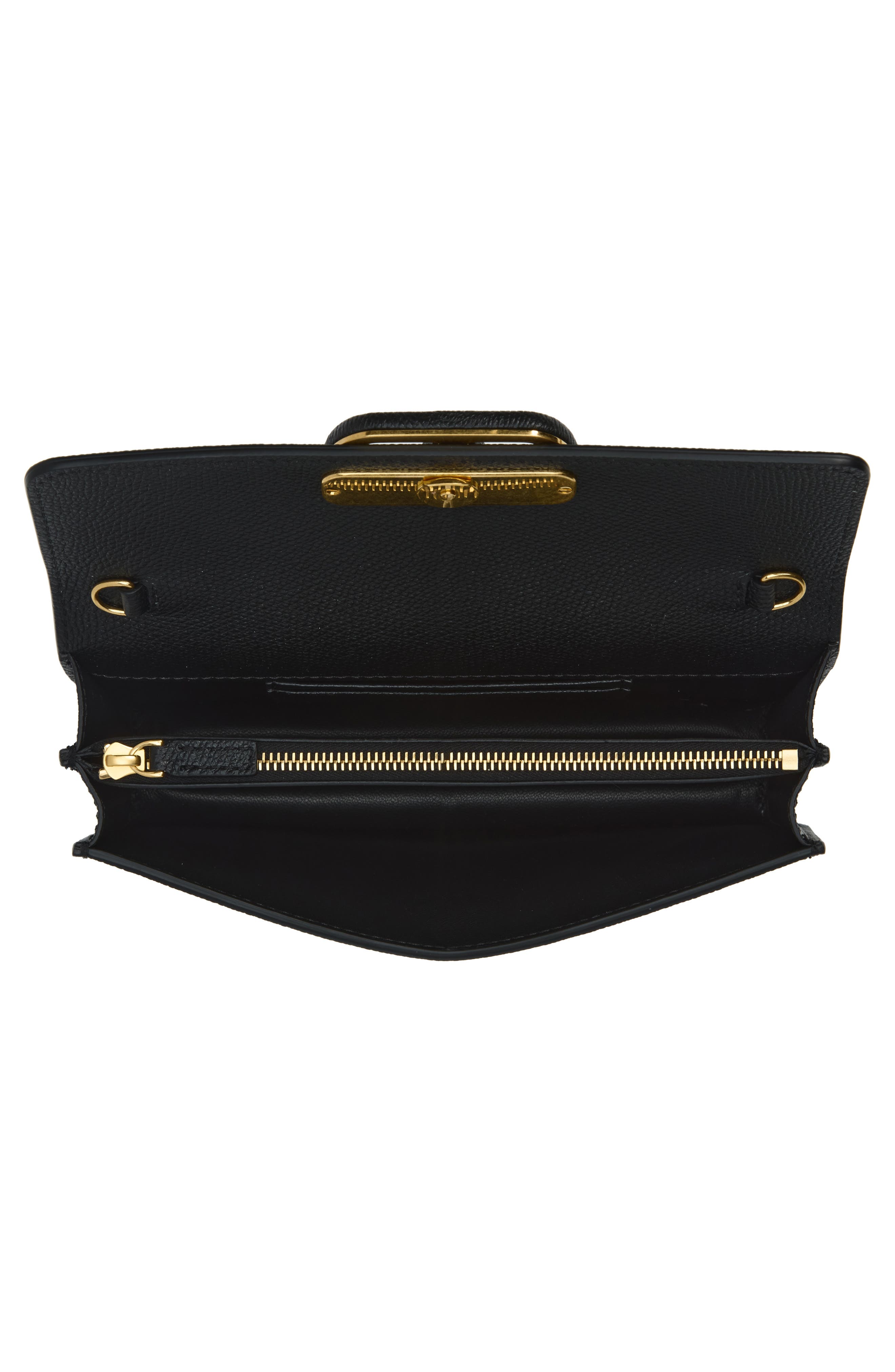 VLOGO Signature Leather Wallet on a Chain, Alternate, color, BLACK