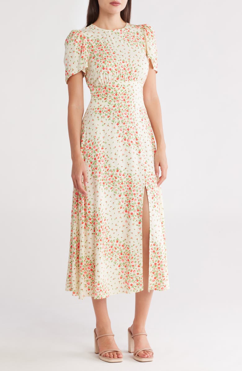 AFRM LOS ANGELES AFRM Jamie Print Open Back Short Sleeve Dress, Main, color, Cascade Ditsy