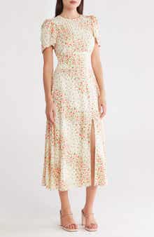 AFRM LOS ANGELES AFRM Jamie Print Open Back Short Sleeve Dress