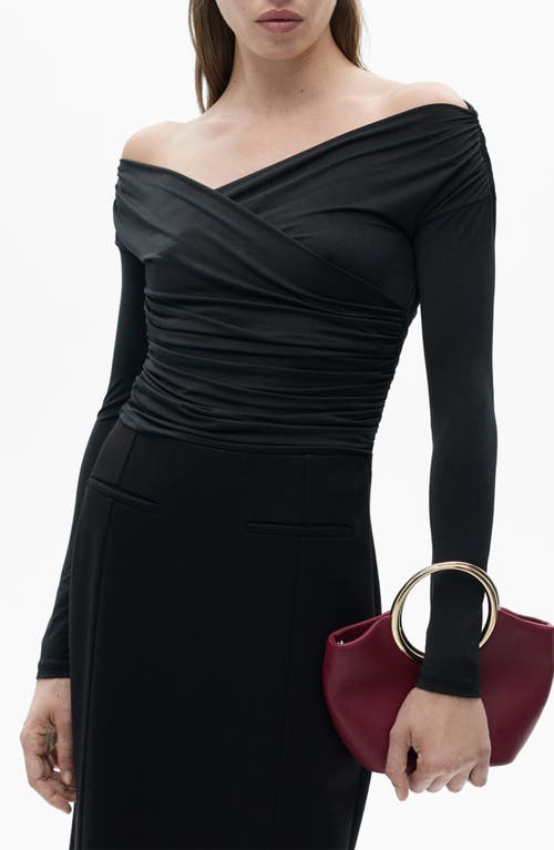 Mango Crossover Long Sleeve Top In Black