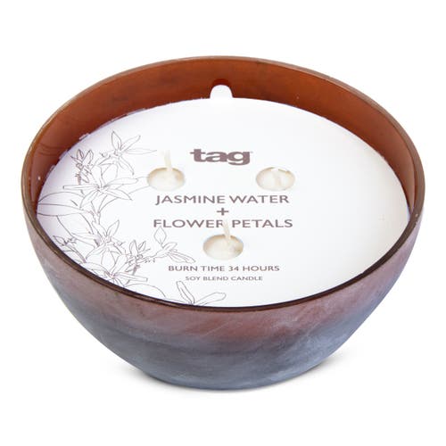 Tag Sunset Jasmine Water Flower Petals Soy Candle Burnt Sienna In Blue